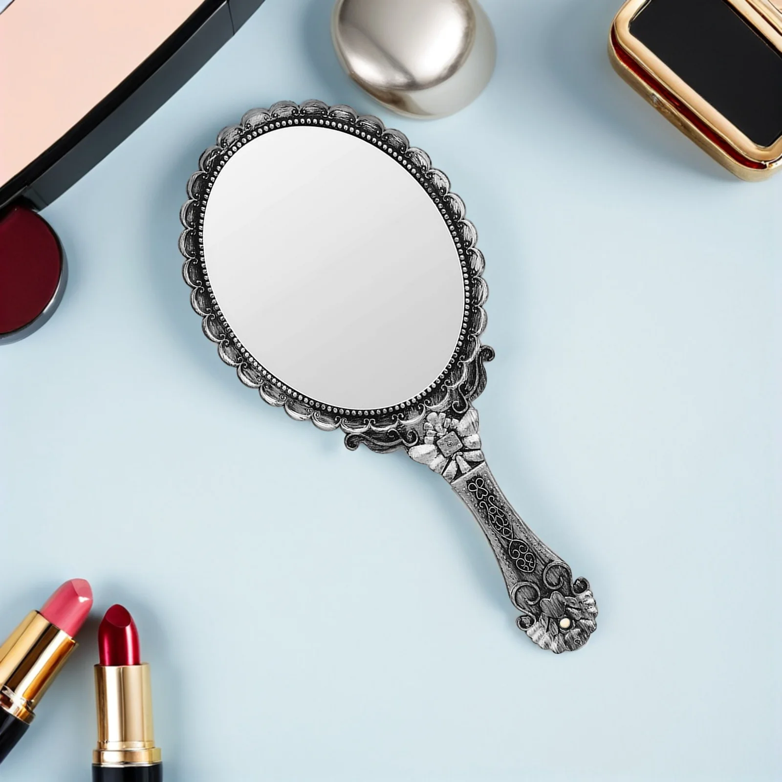 1 stuks retro handspiegel vintage stijl dames make-upspiegel gesneden patroon krasbestendig stevig bouwen reizen naar huis