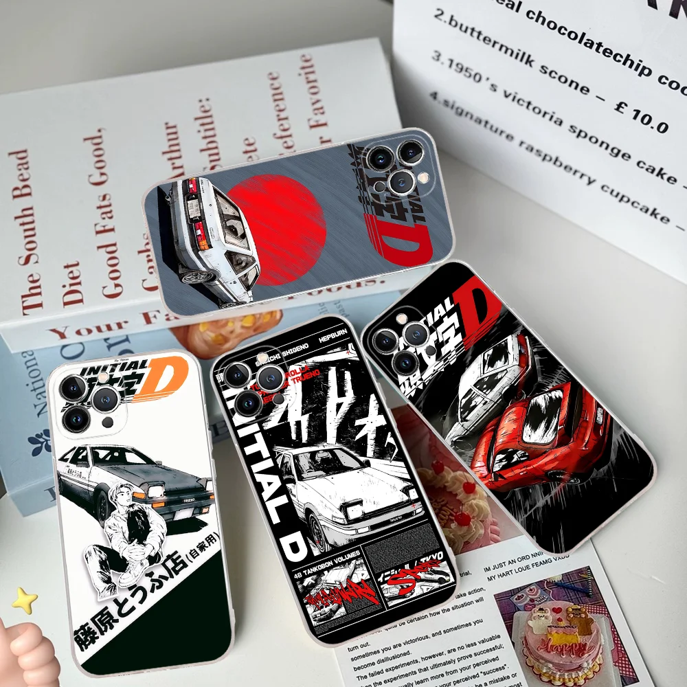 Anime I-Initial D Phone Case Silicone Soft for iphone 16 15 14 13 12 11 Pro Mini XS MAX Plus X Cover