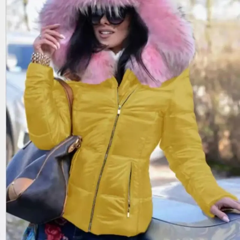 سترة نسائية شتوية مبطنة بالقطن معطف قصير بغطاء للرأس ملابس خارجية كاجوال دافئة للسيدات #6