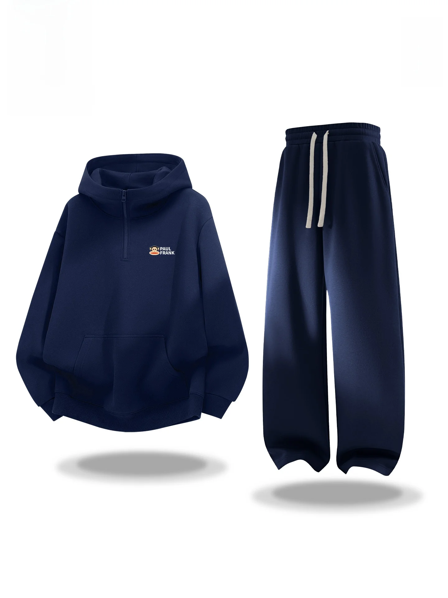 

Men's Casual Sportswear Set Winter Fce Lined f Zip Sweatirt Two Piece Set Comfortable Long Sve Cotton P...