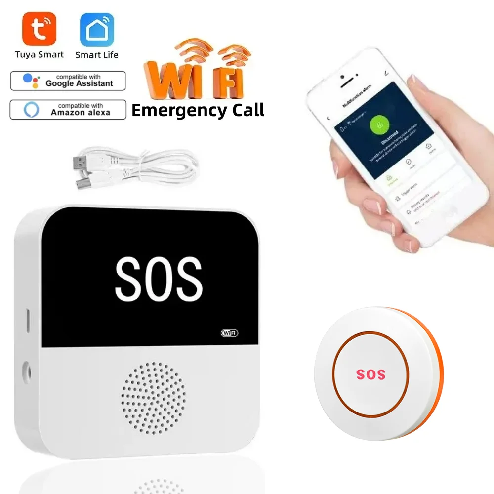 

Alarmest Tuya Smart WiFi Elderly Caregiver Pager SOS Call Button Emergency SOS Medical Alert System for Seniors Patients Elderly