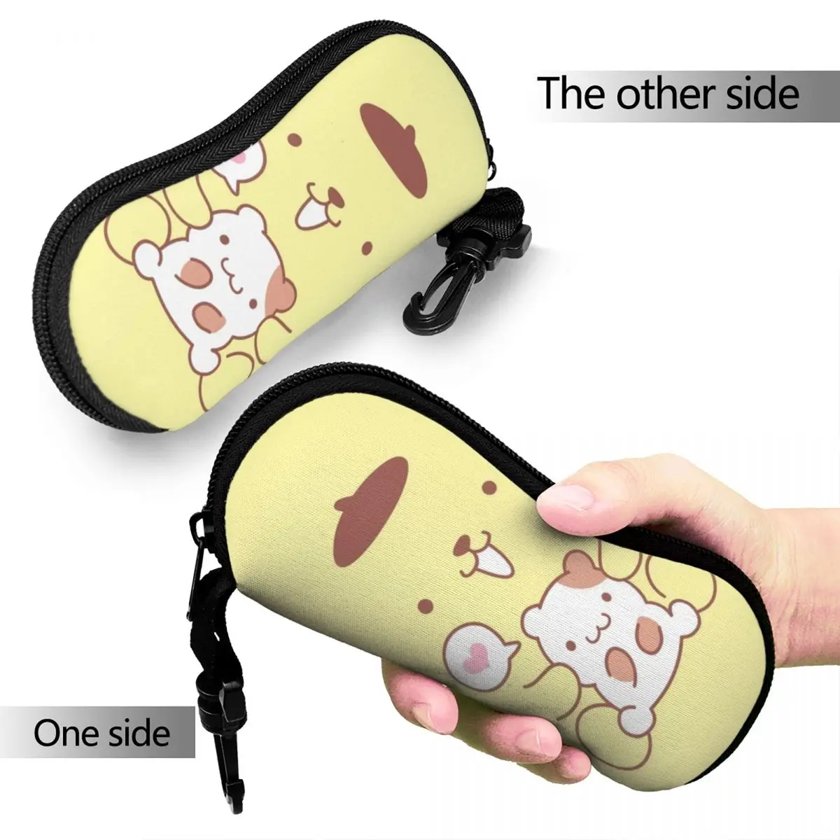 Cute Pom Pom Purin Face Glasses Case Waterproof Zipper Cartoon Eyeglasses Storage Box Ins Eyewear Container