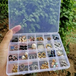 Boîte à bijoux en plastique transparent, compartiment 1-24 grilles, boîtes de rangement, conteneur, bricolage, perles, boucle d'oreille, rectangle