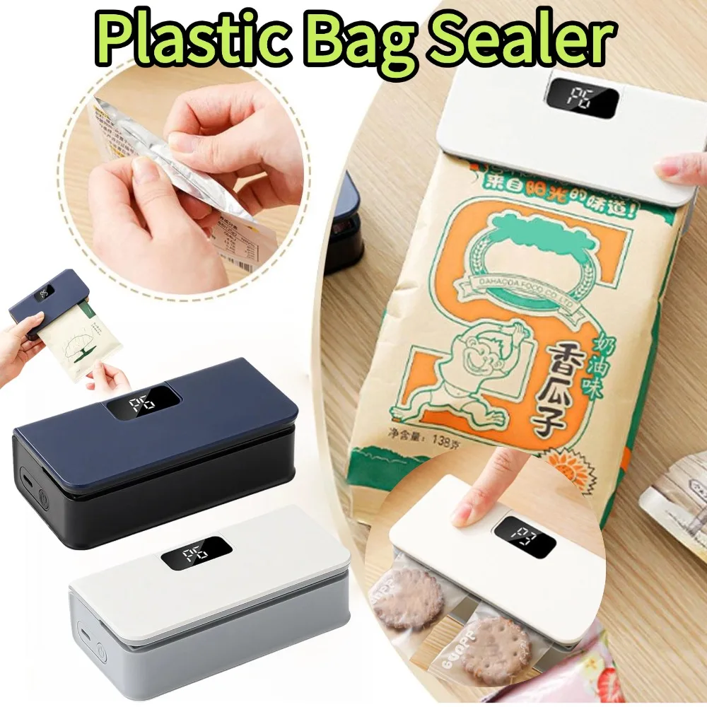 Mini Heat Bag Sealer LED Display Handheld  Rechargeable 6 Level Thermal Food Bag Resealer Portable Plastic Bags Sealing Machine