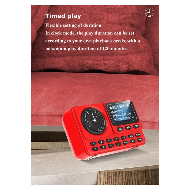 AAAEL-Recording Support Hifi Bluetooth Speaker FM Radio Portable Receiver Multifunctional Clock LED Lyrics Display
