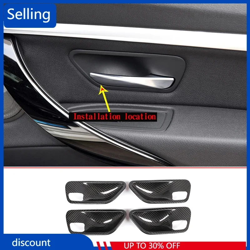 

Real Carbon Fiber Interior Car Inner Door Bowl Sticker Cover For BMW 3 Series GT 3 4 Series F30 F32 F35 316i 318i 320li 2013-19