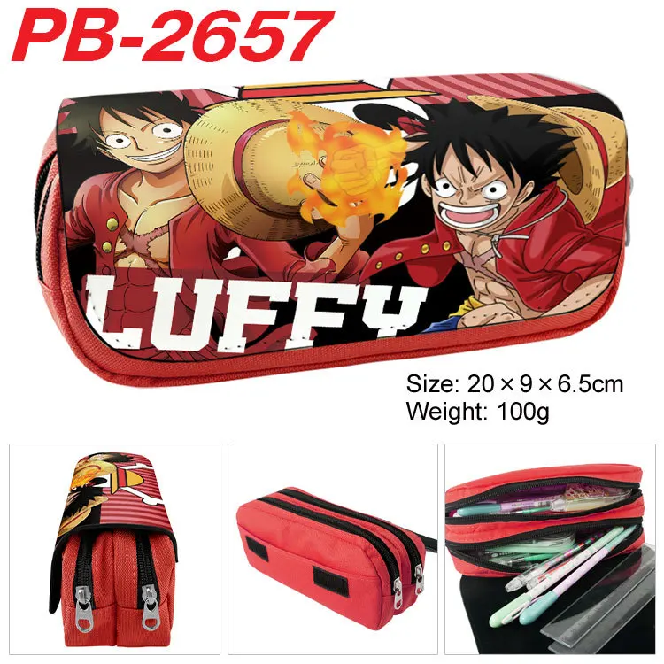 

One Piece Luffy Zoro Tony Chopper Figures Anime Cartoon Print Zipper Double-Layer Pen Case Large-Capacity Stationery Box Gift
