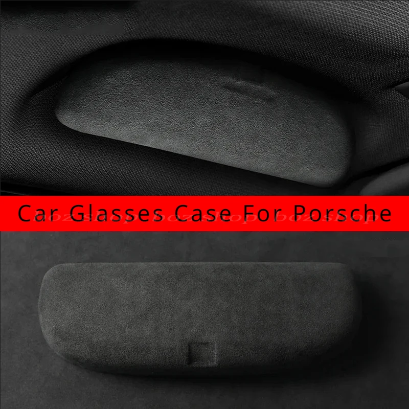 For Porsche Macan 2014-23 Cayenne Panamera 2018-23 Italian Premium Suede Glasses Case Storage Box Sunglasses Holder Accessories