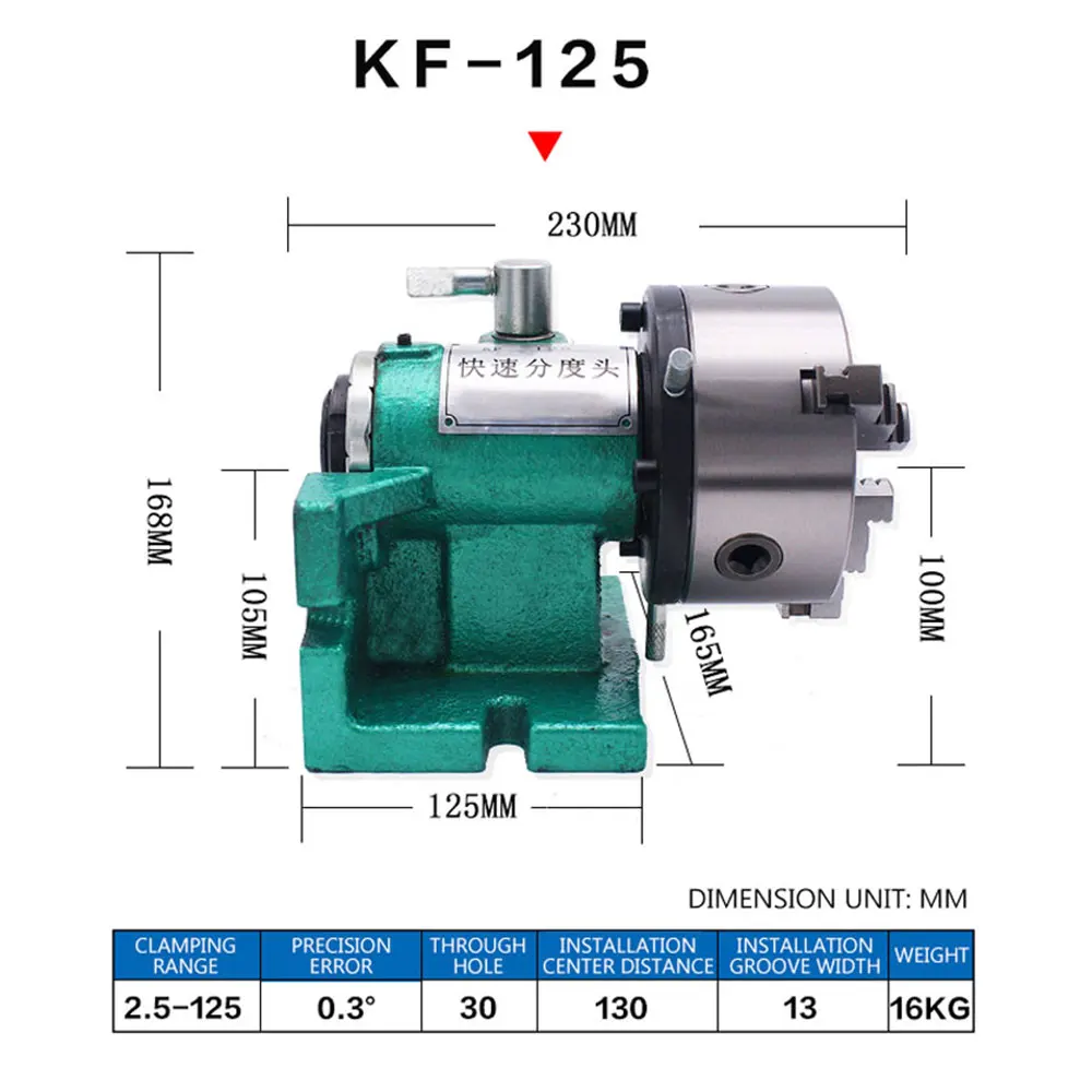 5 inch Simple Quick Milling Machine Dividing Head KF-125 Universal Drilling Vertical And Horizontal Indexer Chuck Bench Drill