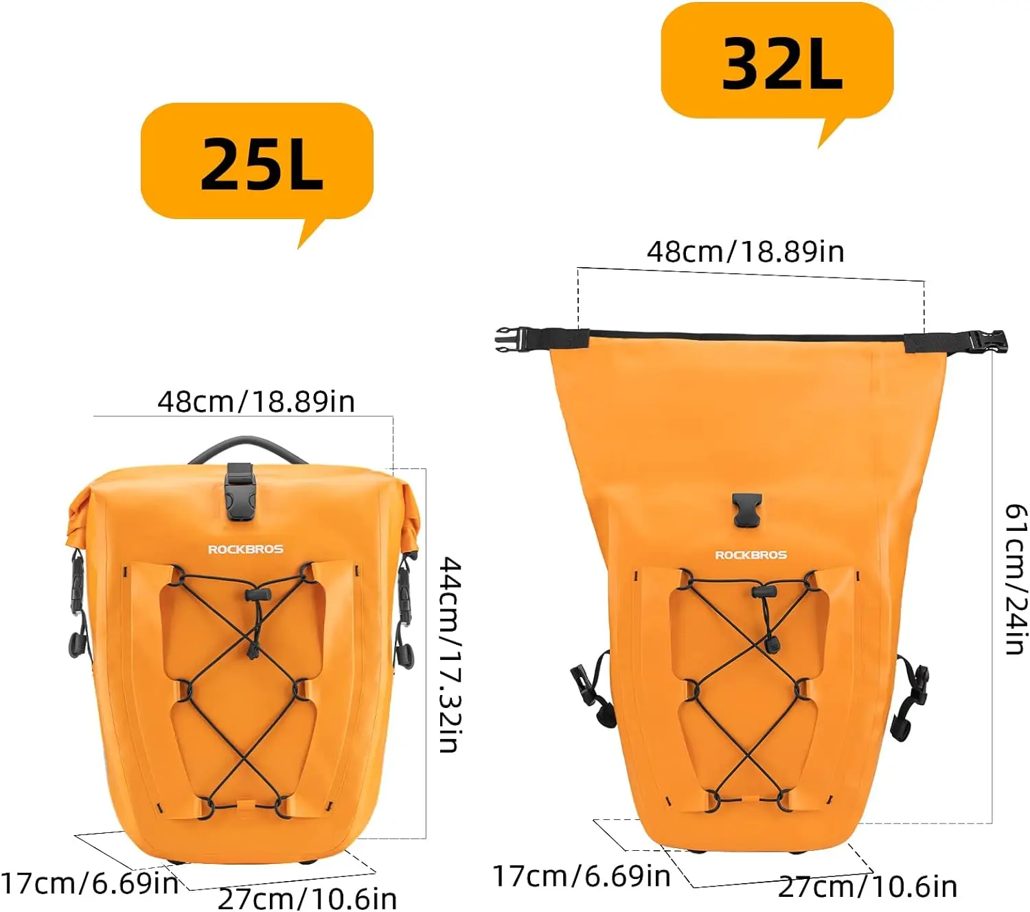 30L Fashion Bike Panniers Waterproof Bike Rear Rack Bag Max Large Capacity Bike Rear Panniers for Cycling Traveling Commuting