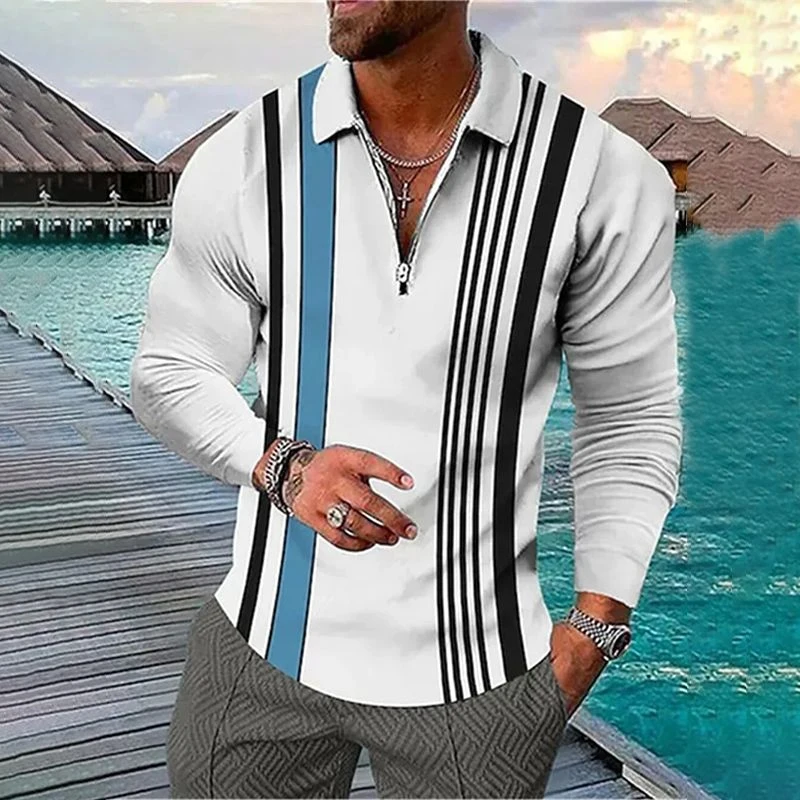 100% Polyester Summer Men Casual Long Sleeve Polo Shirt Men Sport Lapel Business Golf Polos Shirt Tops