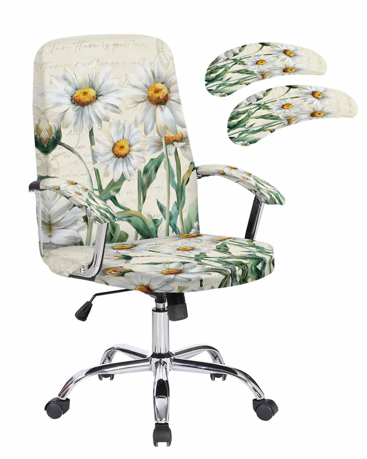 

Spring Flower Daisy Retro Elastic Office Chair Cover Gaming Computer Chair Armchair Protector Seat Covers