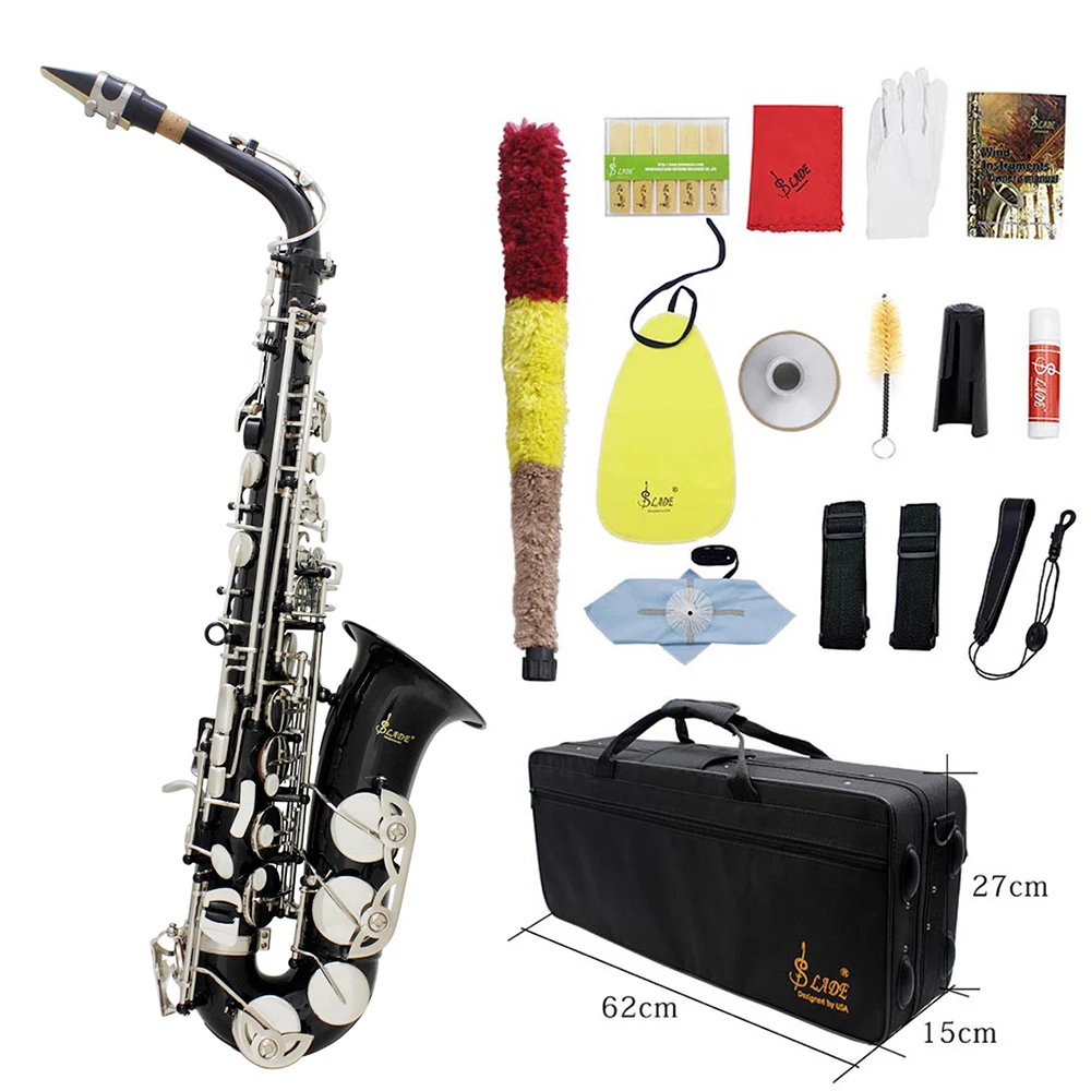 Slade Eb E-Flat Altsaxofoon Saxofoon Shell Sleutel Carve Patroon Houtblazers Met Backstraps Case Andere Reed Aeccessaries
