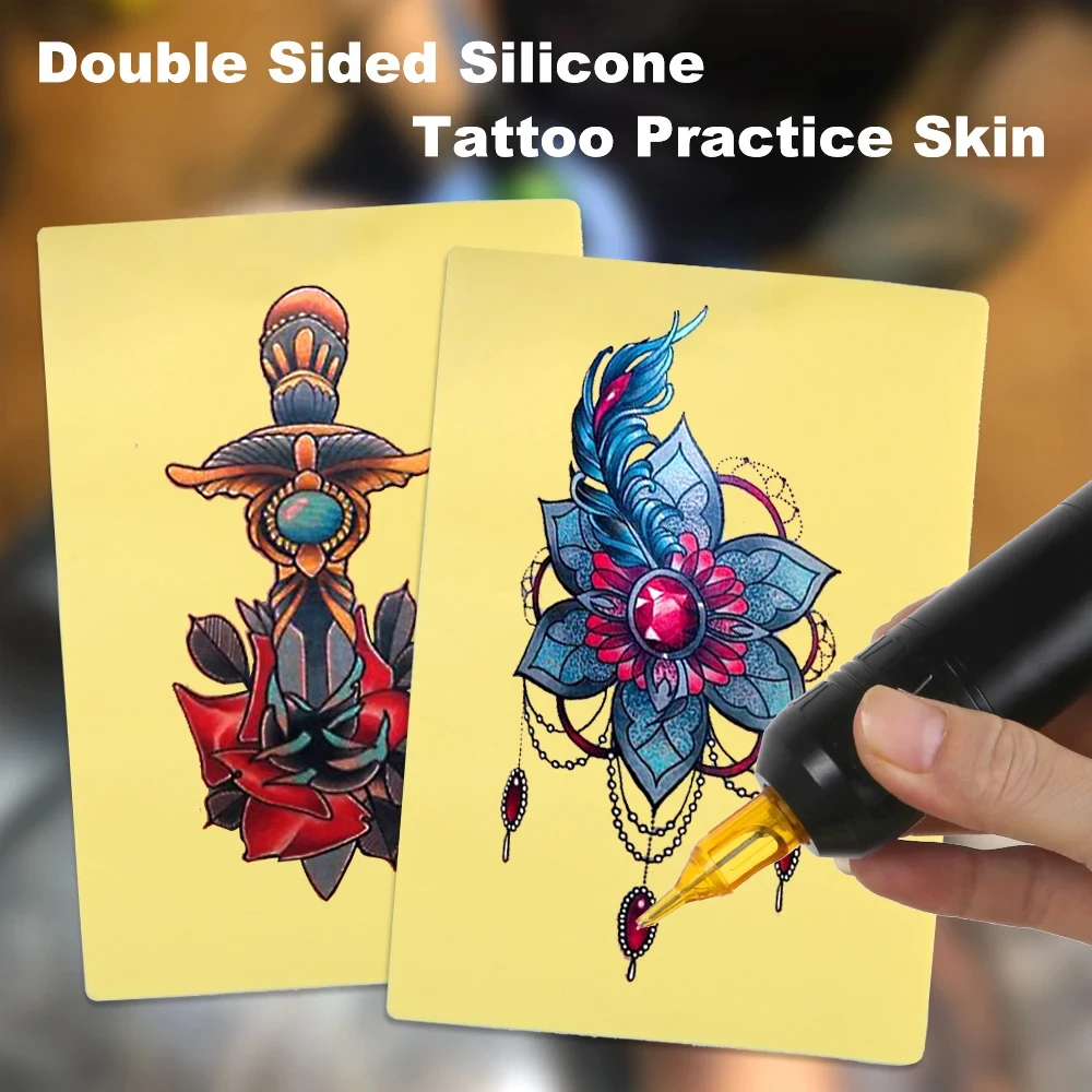 1/3/5/8pcs 3MM A4 Size Tattoo Practice Skin Double Sides Silicone Tattoo Beginner  Permanent Makeup Practice Skin Tattoo Supplie