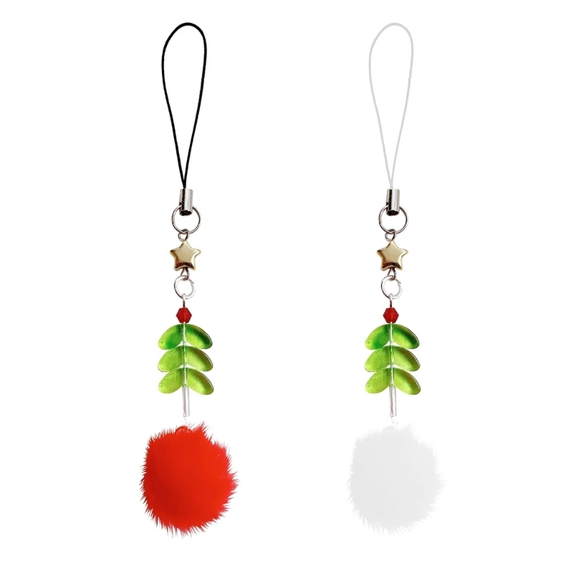 Acrylic and Plush Keychain in Christmas Tree Unique Bead Phone Strap Perfect for Seasonal and Christmas Home Decors