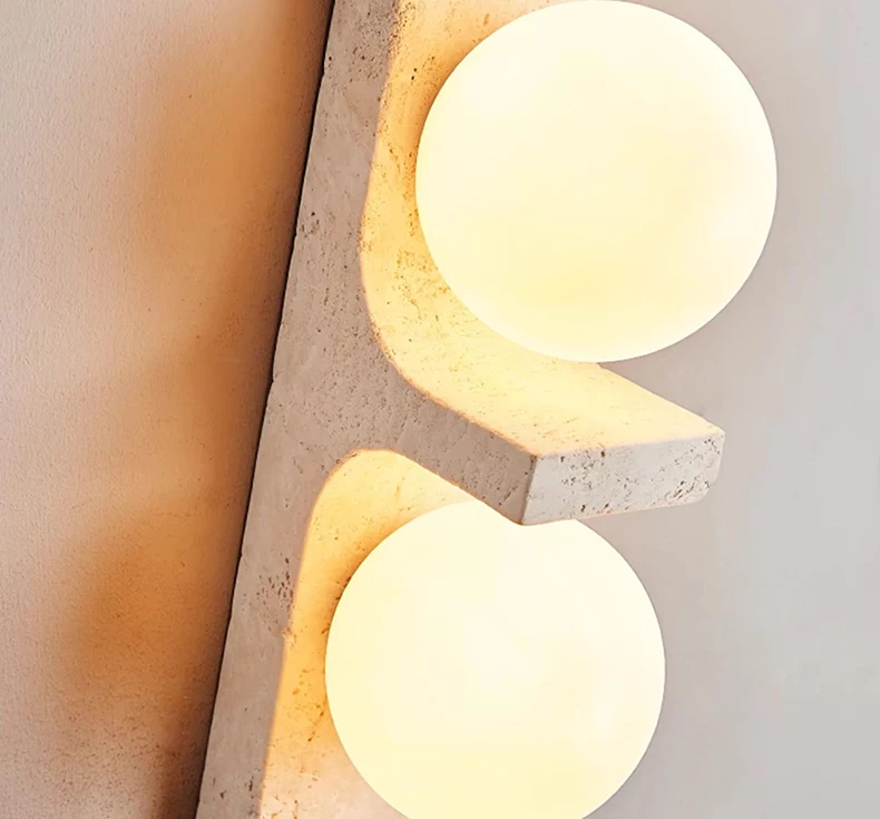 Wall Light Sconce Natural Stone White Glass G9 Bulb