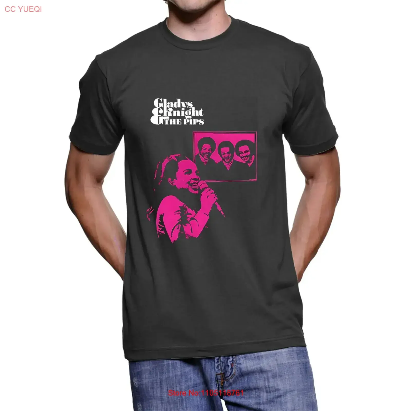 GROUP Gladys Knight N the Pips SHORT SLEVEE T shirt Black Color vintage Washed Casual designer clothes Versatile fashion