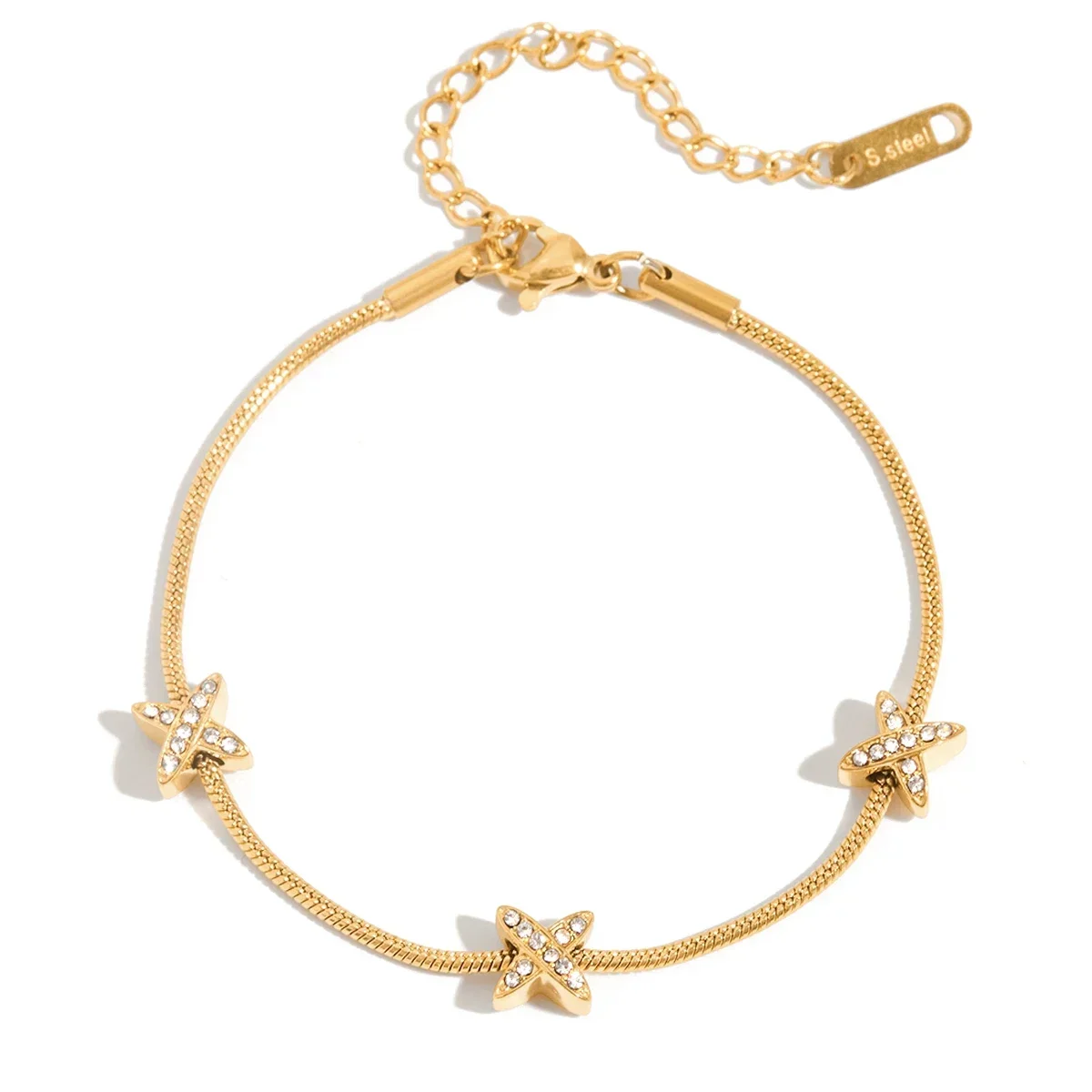 

Youthway Rhinestones Thin Chain Bracelet Bangle Stainless Steel Tarnish Resistant Trendy Women Wrist Jewelry Wholesale