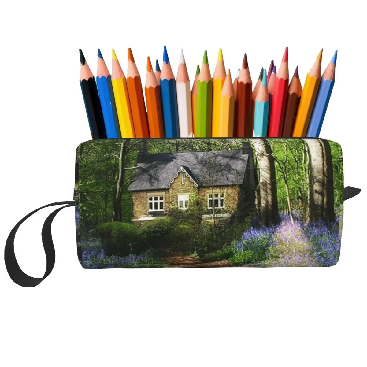 Magical Forest Cottage Pencil Case for Studen Gifts Pen Box Pencil Bag Stationery Supplies Travel Women Organizer Pouch