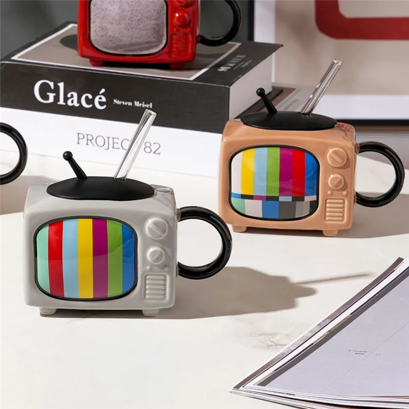 A01F- Square Coffee Cup Set With Straw And Lid Office Tea Cup