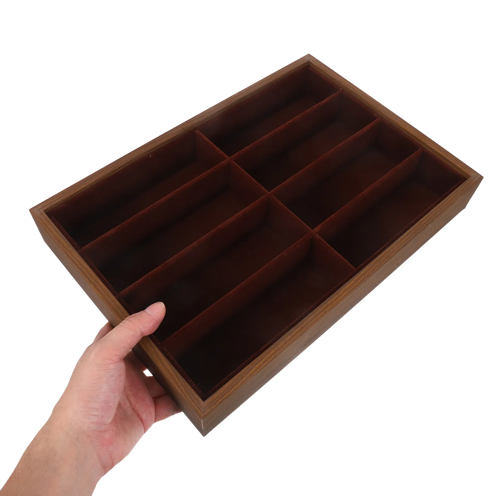 

Walnut Wood Grain Sunglasses Organizer Tray Glasses Storage Case Eyeglass Display Organizer Desk Jewelry Compartment Tray