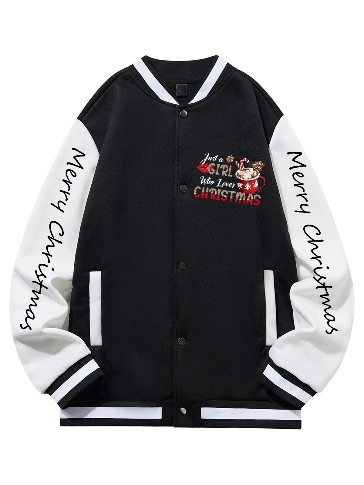 

Черная, синяя, зеленая, двусторонняя бейсбольная куртка унисекс с рождественским принтом XS-XXL, уличное пальто, теплая флисовая мягкая куртка