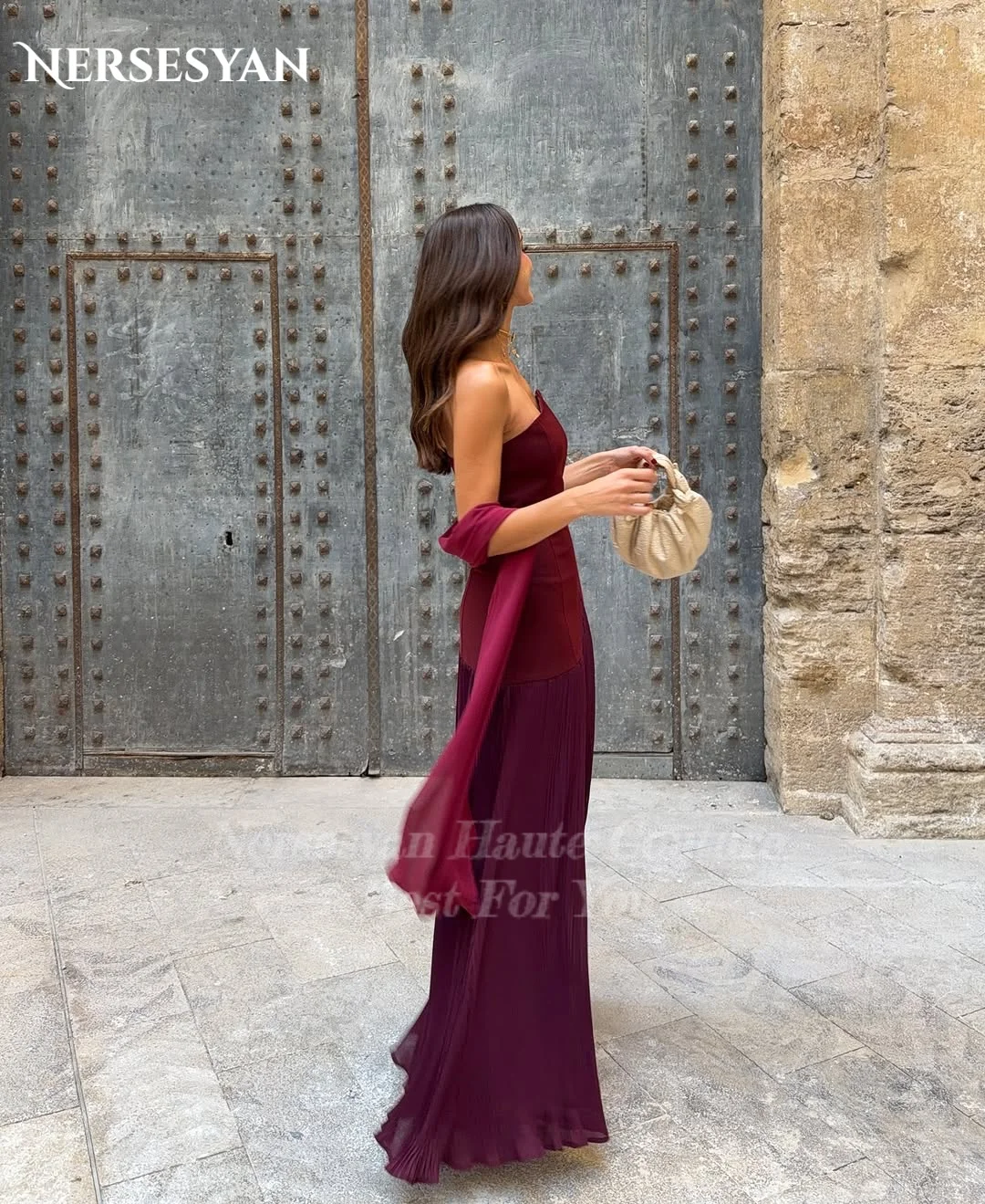 Nersesyan eleganti abiti da ballo con spalle scoperte pieghe una linea abito da sera formale 2026 abiti da festa abiti para mujer personalizzati