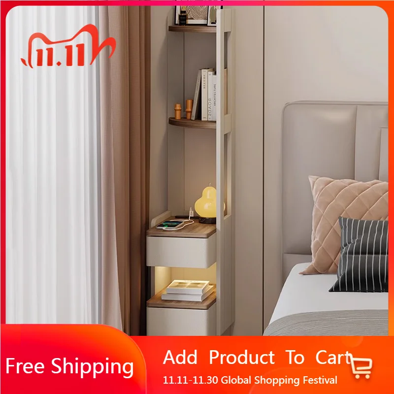 

Librero Bedroom Nightstand Mobile Luxury Storage Drawers Bedside Table Wood Trendy Organizer Smart Mesa De Noche Home Furniture