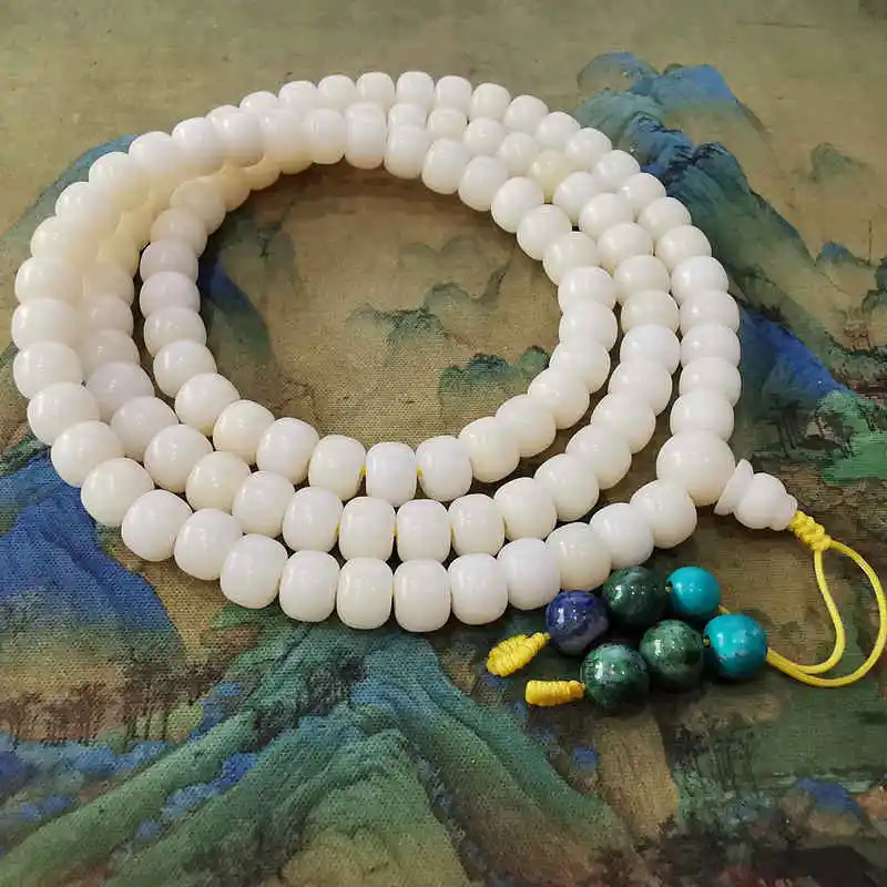 108Beads Natural Talipo Bodhi Prayer Malas 8mm 10mm Tibetan Rosary Barrel Necklace BRO783
