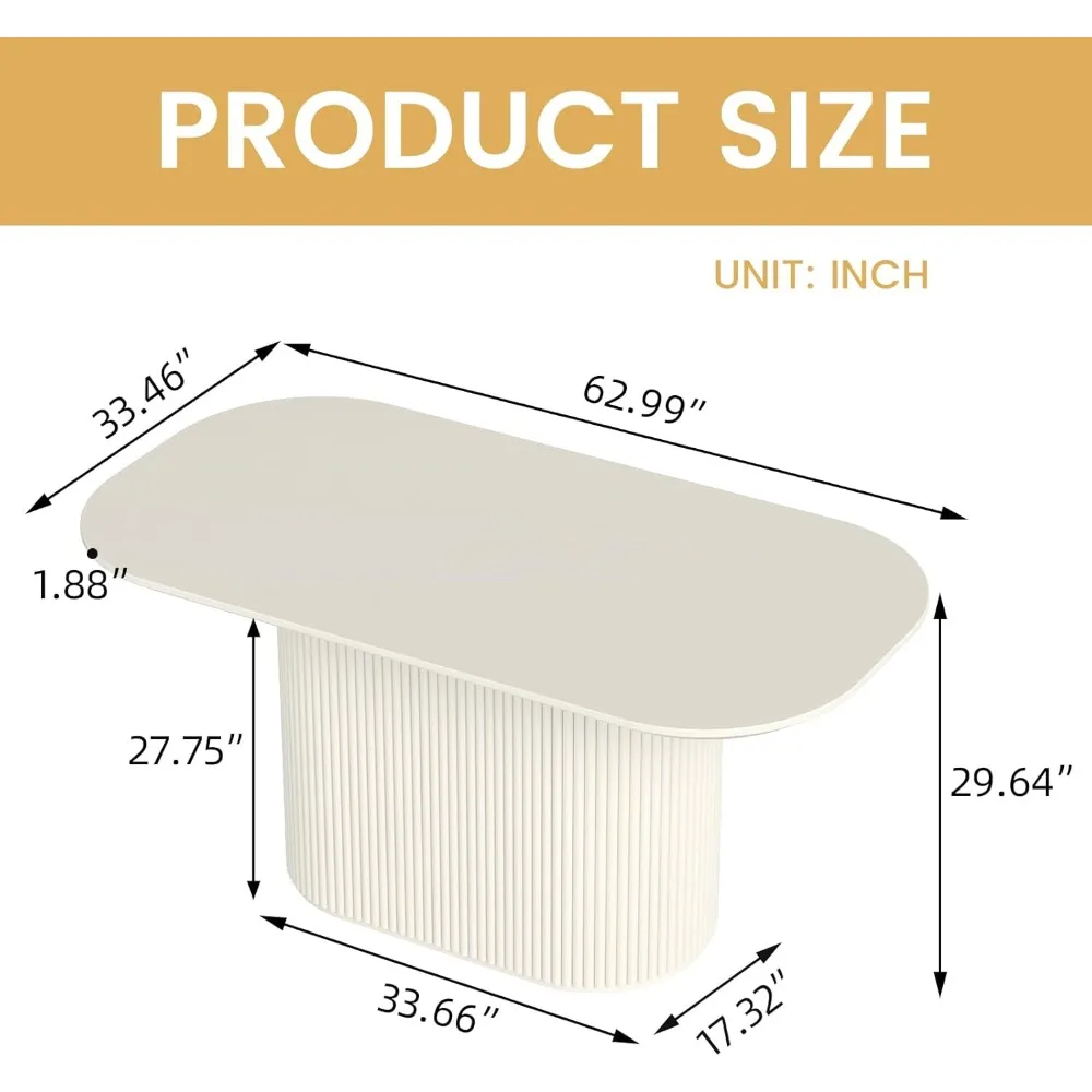 Овальный обеденный стол размером 62,99 дюйма, современный кухонный стол на 6 человек, внутренний прямоугольный обеденный стол для кухни, бара, гостиной,