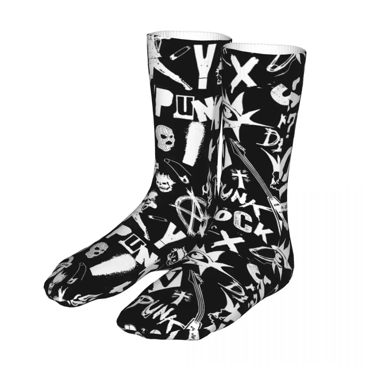 Funny 70s Punk Rock Skulls Woman Socks 2023 Female Sports