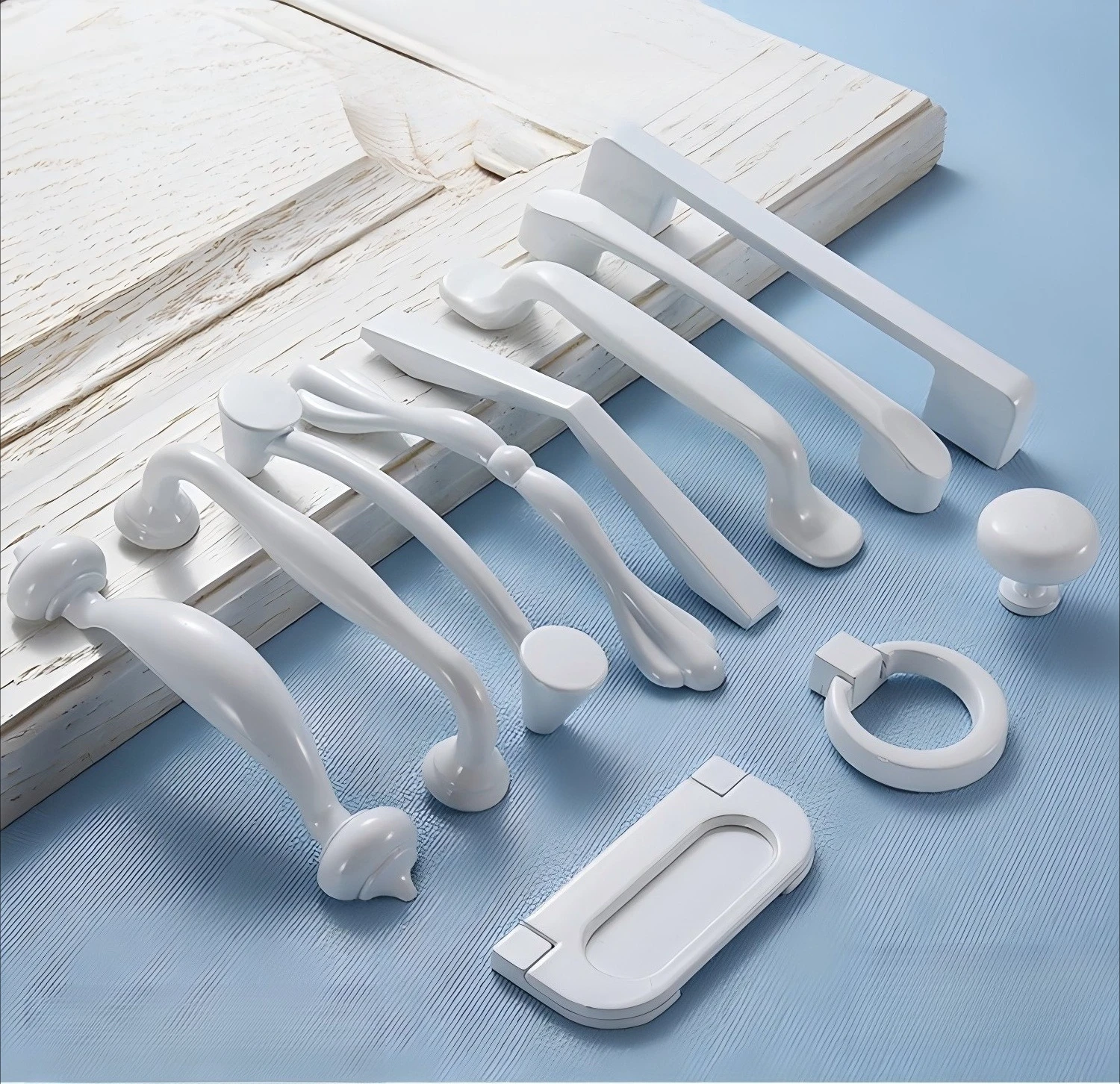 2/6/10 Stück weiße Schrankgriffe und -knöpfe – moderne Möbelbeschläge aus Aluminiumlegierung für Küche/Schrank/Schrank/Schublade
