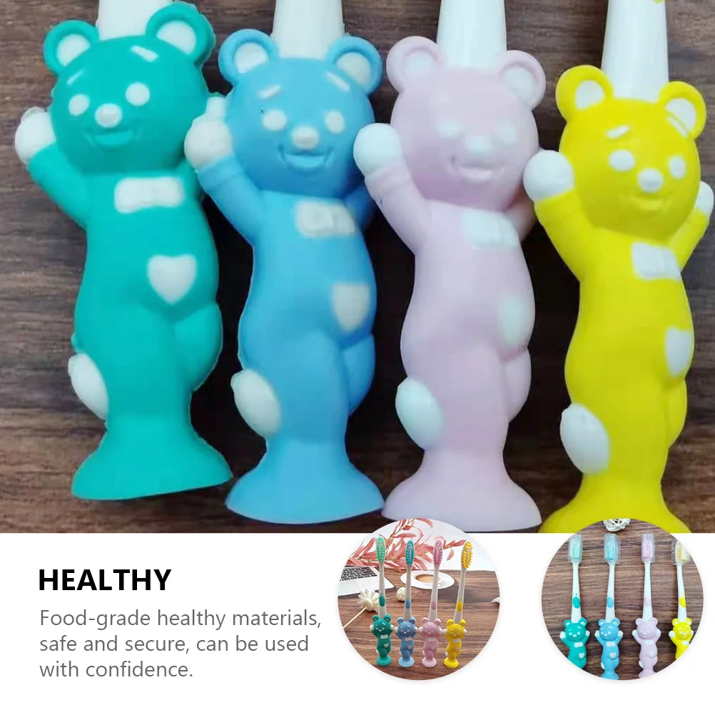 

24pcs Kids Toothbrush Set Bear Shape Soft Bristles Food Grade Safe Colorful Bamboo Charcoal Oral Care Tool For Children