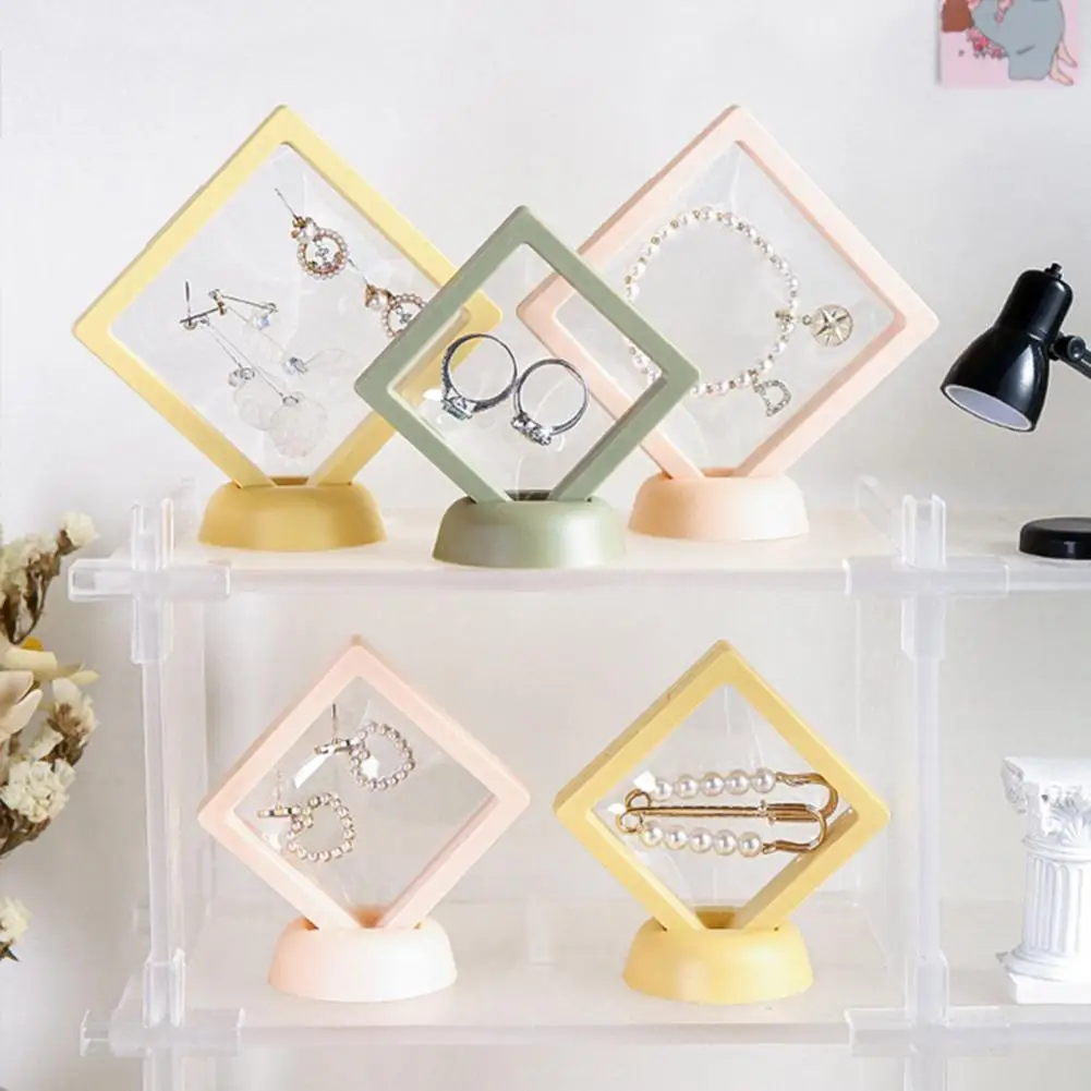 Jewelry Display Stand 3D Floating Picture Frame Shadow Box Ring Pendant Holder Protect Jewellery Stone Presentation Case