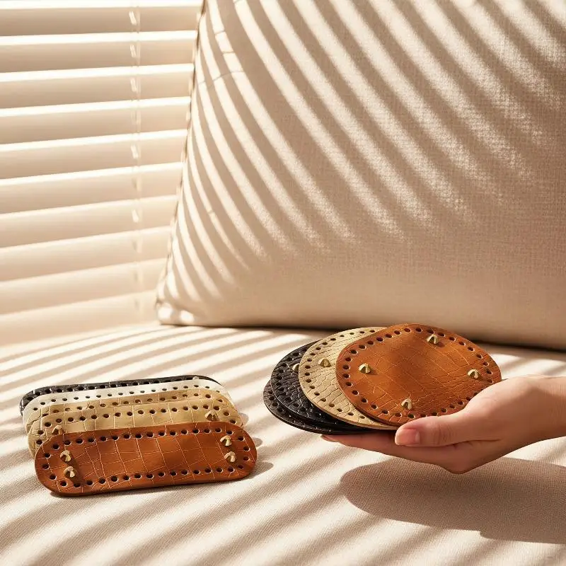 Round Oval Bottom PU Leather Bag Base With Holes For DIY Home Decoration Handmade Knitted Bag Crochet Bag Bottom Accessories