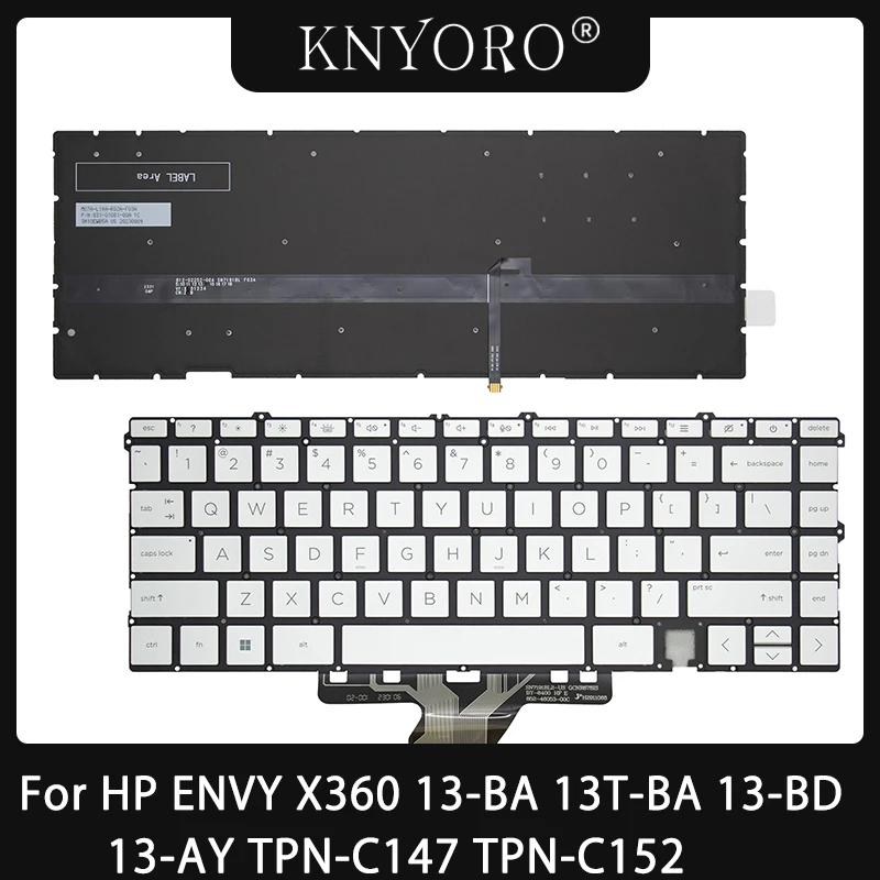 

New Original For HP ENVY X360 13-BA 13T-BA 13-BD 13-AY 13-ba0000 13-bd0000 13-ay0000 TPN-C147 TPN-C145 Keyboard Backlight silver