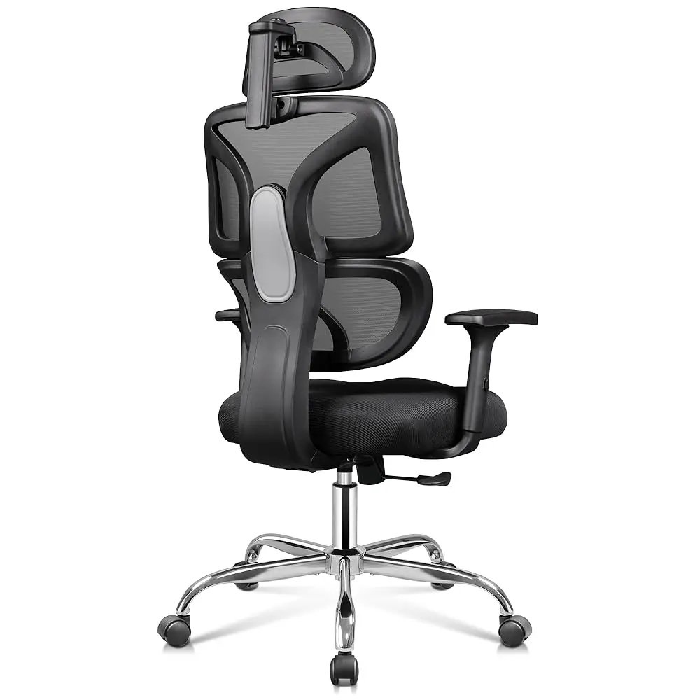 Office Chair Big And Tall Reclining Ergonomic Desk Chair For Long Hours, Comfy Breathable Mesh, Adjustable Armrests With Lumbar