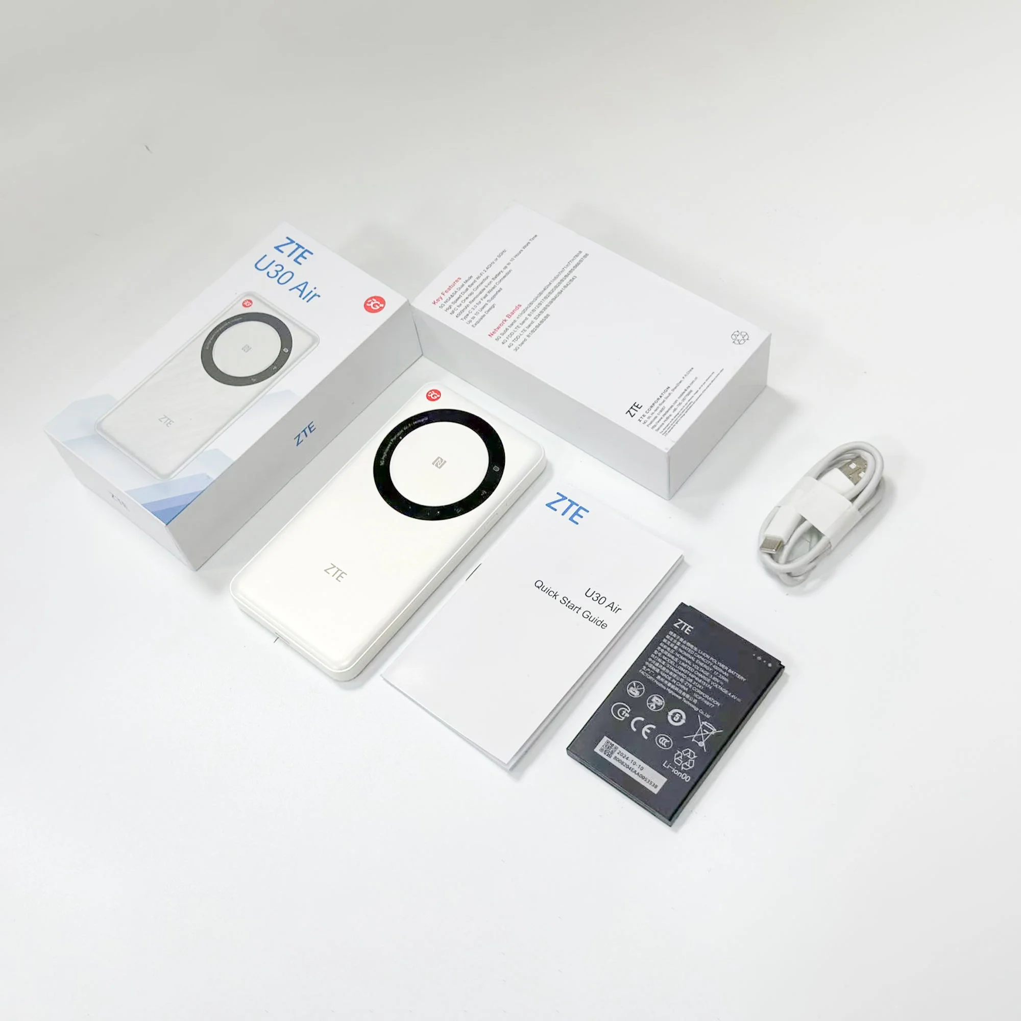 جهاز توجيه ZTE U30 Air 5G 4G Mobile Wifi 6 مع SDX55 Wifi AX1800 وبطارية قابلة للإزالة بقدرة 4500 مللي أمبير في الساعة تدعم 10 مستخدمًا WiFi مع Type-C