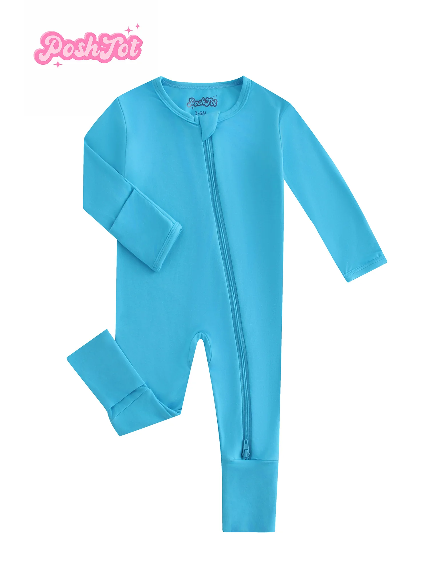 Poshtot Blue Fiber Baby Long Sleeve.Baby Pajamas Two-Way Zipper 0-2 Years Romper. Baby Jumpsuit.