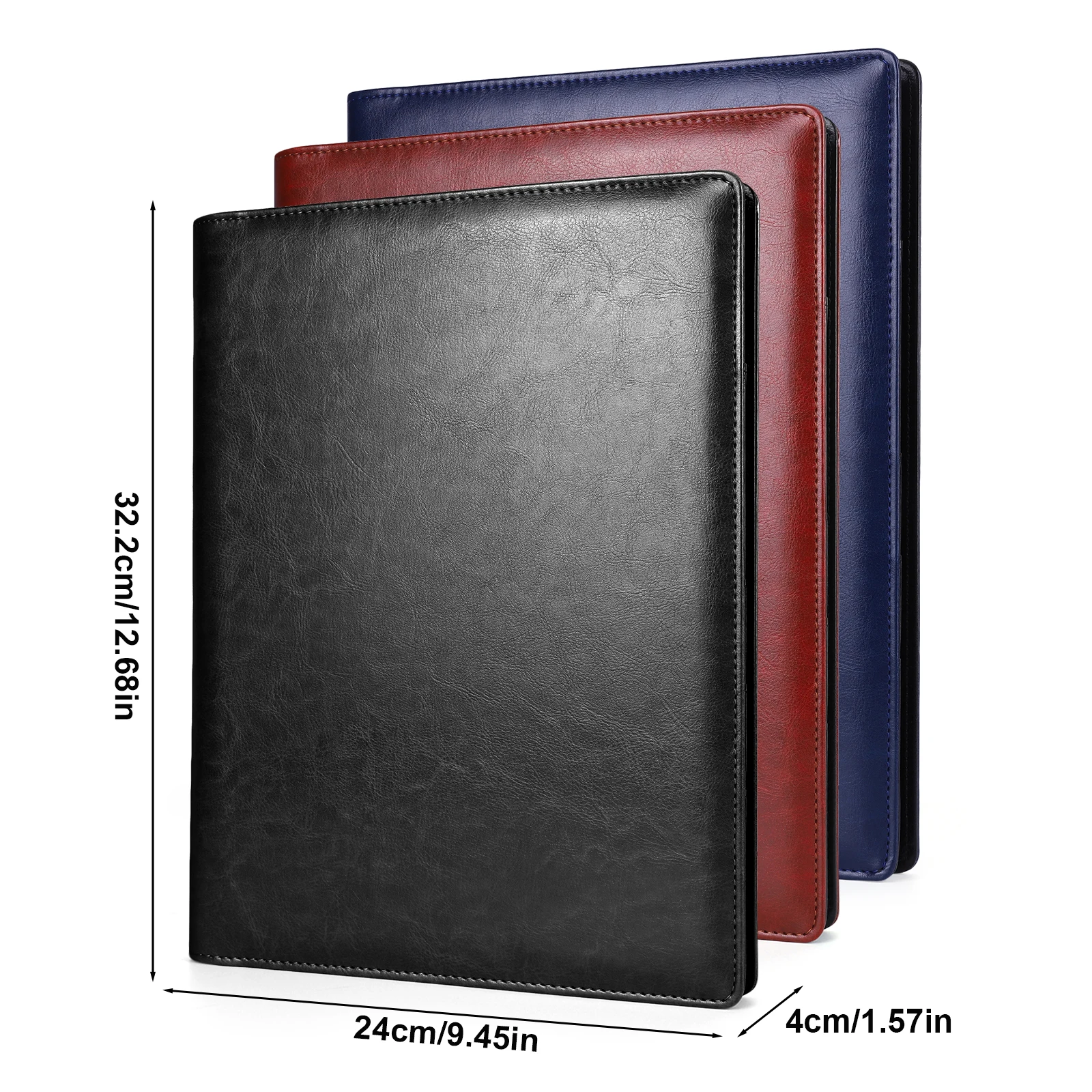 Dossier de fichiers en panneau dur avec bloc-notes, sac de fichiers de documents, bloc-notes multicouche de grande capacité pour réunions d'affaires et voyages