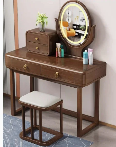 

Gold Walnut Dresser Bedroom Solid Wood Makeup Table Bedroom Dresser Modern muebles de dormitorio vanity table