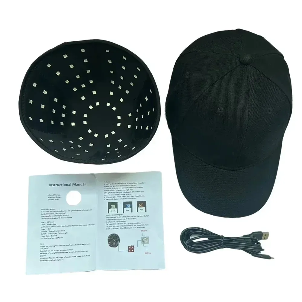 96LEDs Red Infrared Hair Cutting Cap, Promotes Hair Regrowth, Prevents Hair Loss, Comfortable Scalp Care Cap, USB Plug-In Laser