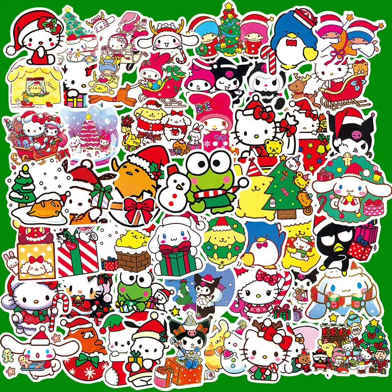 

50PCS Sanrio Christmas Sticker Cute Cartoon My Melody Hello Kitty Kuromi Decal Decoration Laptop Guitar DIY Sticker Graffiti
