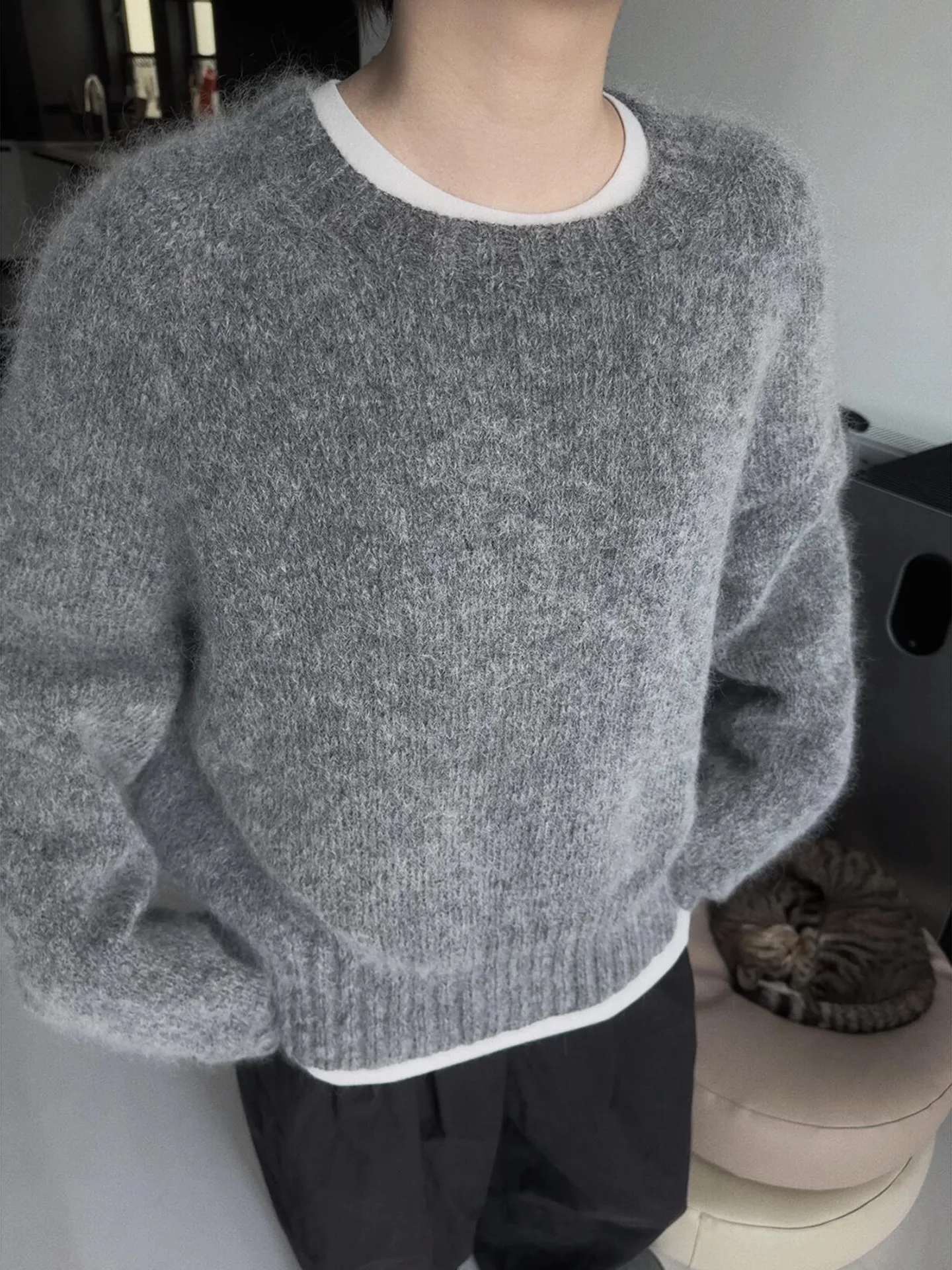 100% الصوف الخالص س الرقبة البلوز في الخريف والشتاء جديد سترة الكشمير المعنقة المرأة عادية متماسكة معطف المرأة