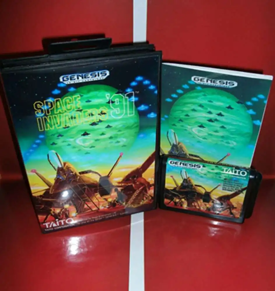 

Space Invaders 90 with Box and Manual Cartridge for 16 bit Sega MD game card Megadrive Genesis system