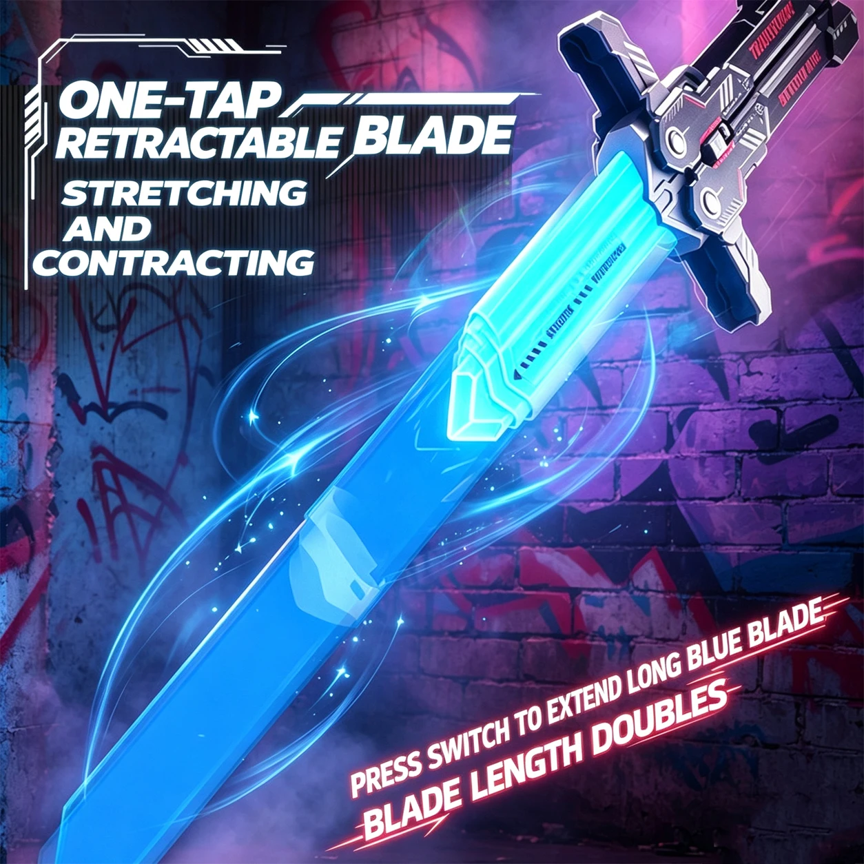 Mecha Butterfly Sword Toy, Retractable Glowing LED Light, Fidget Flip Knife Toy, Creative Stress Relief Gift for Kids Boys