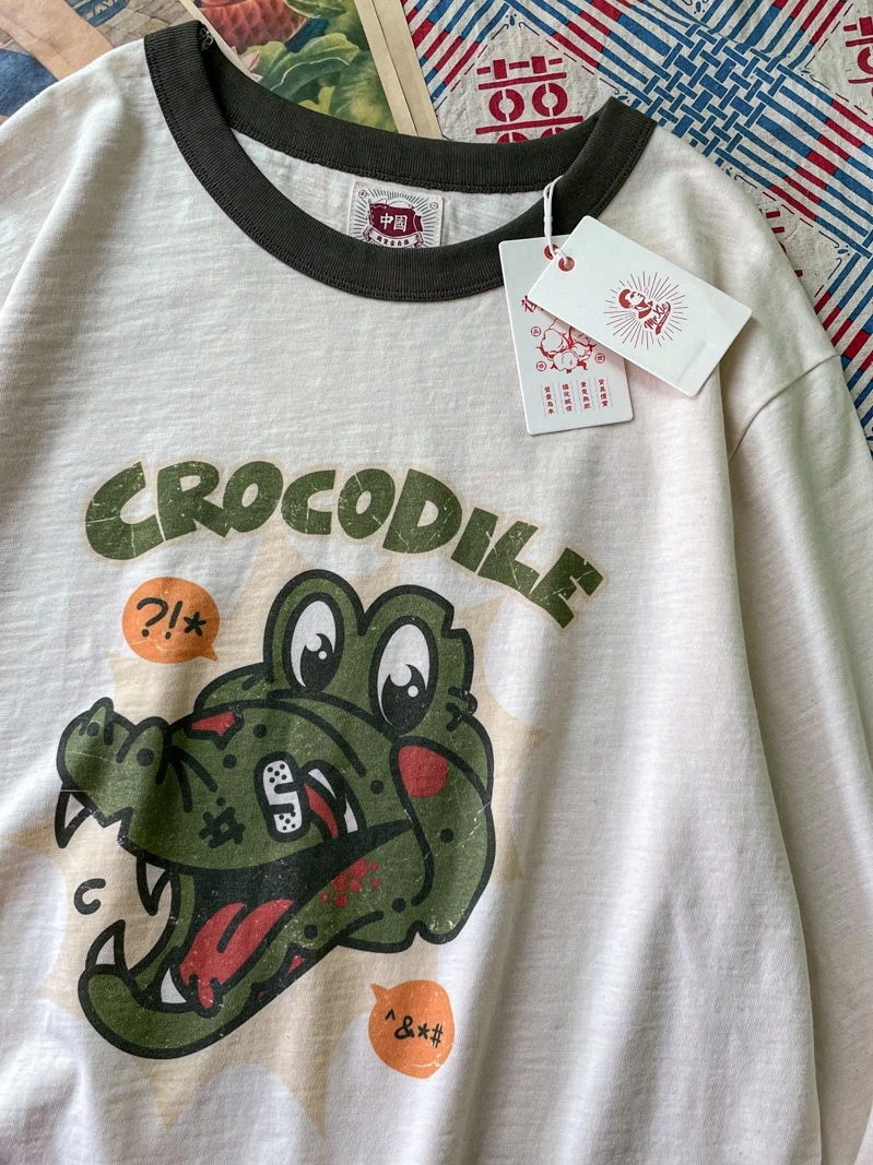 Xie Xianshen American Retro Cartoon Casual Cotton T-Shirt Unisex Short Sleeve Pure Cotton Old Rough Cloth Youth Fashion