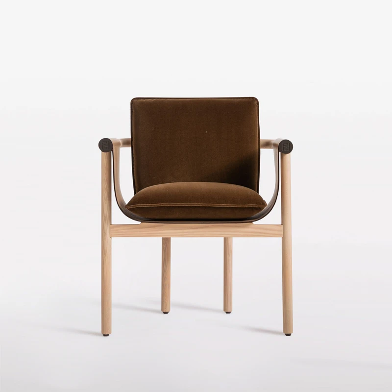 

Italian Minimalist Solid Wood Dining Chair Designer Saddle Book Chair Tea Backrest Chair Home Armchair