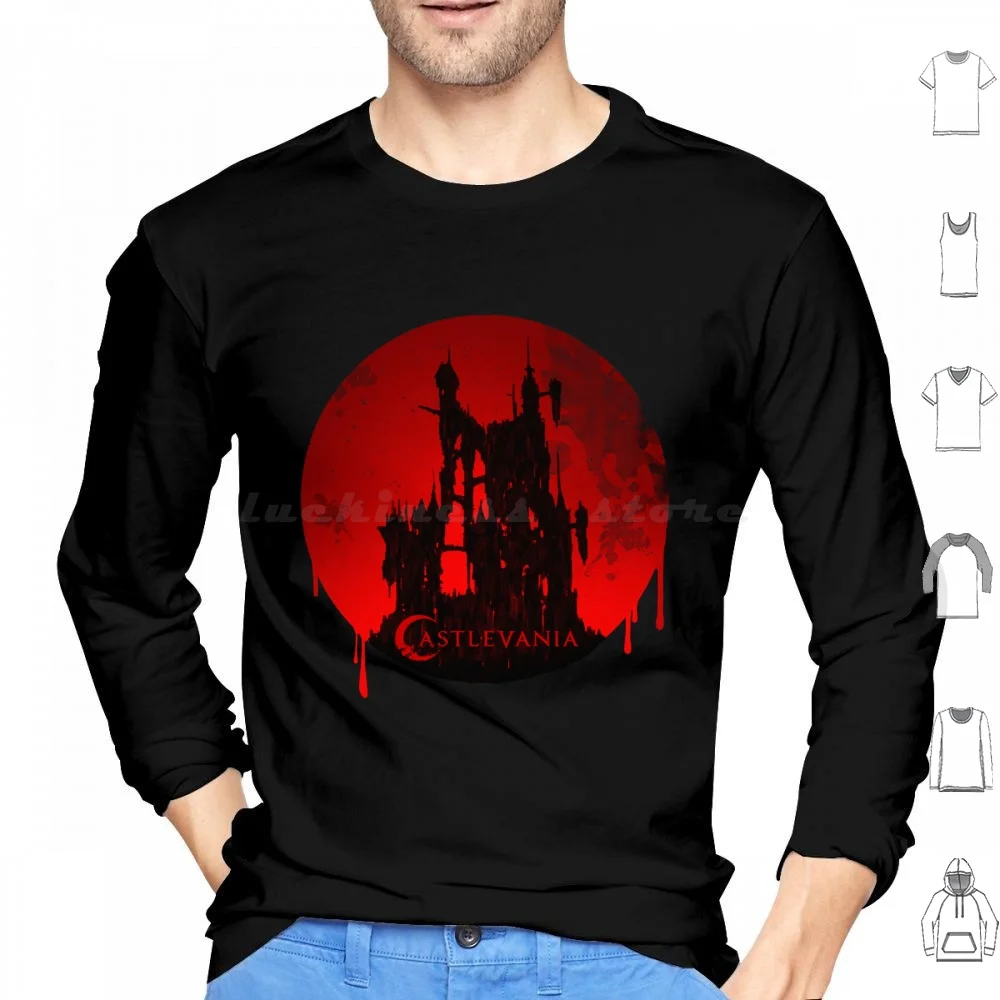 Castlevania Sudaderas con capucha de manga larga Castlevania Castlevania Netflix Netflix Alucard Drácula Castillo Vampiro Amimated Anime