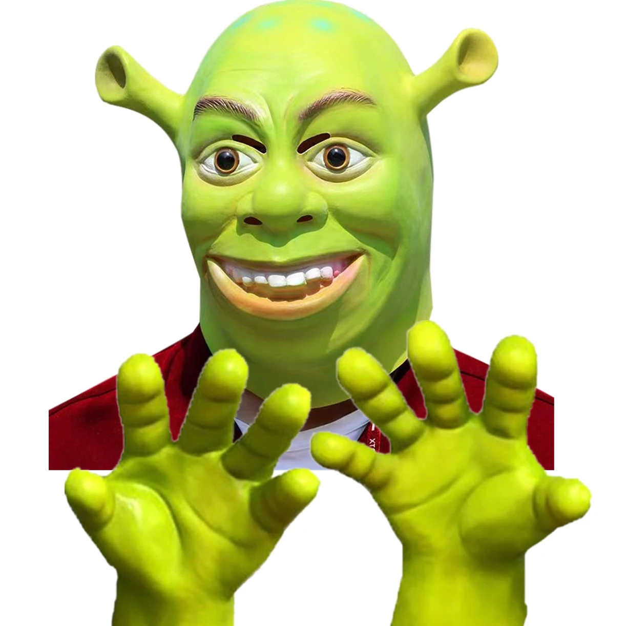 Máscara de Shrek de película de Halloween, casco de cara completa, guantes de Cosplay, disfraz, accesorios divertidos para hombres adultos